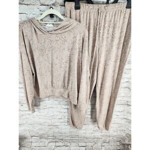 Cozie Animal Print Lounge Set Size Large Jogger Bottom Hoodie Top